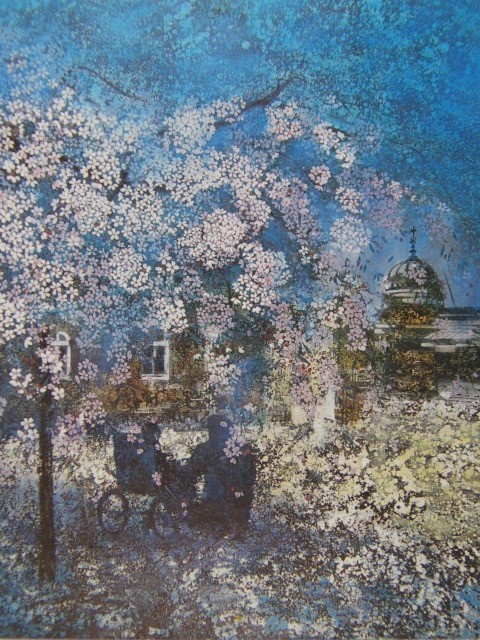  blue west thousand ..,[ lotus . Sakura ], rare frame for book of paintings in print .., beautiful goods, new goods frame attaching, interior, spring, Sakura,tam