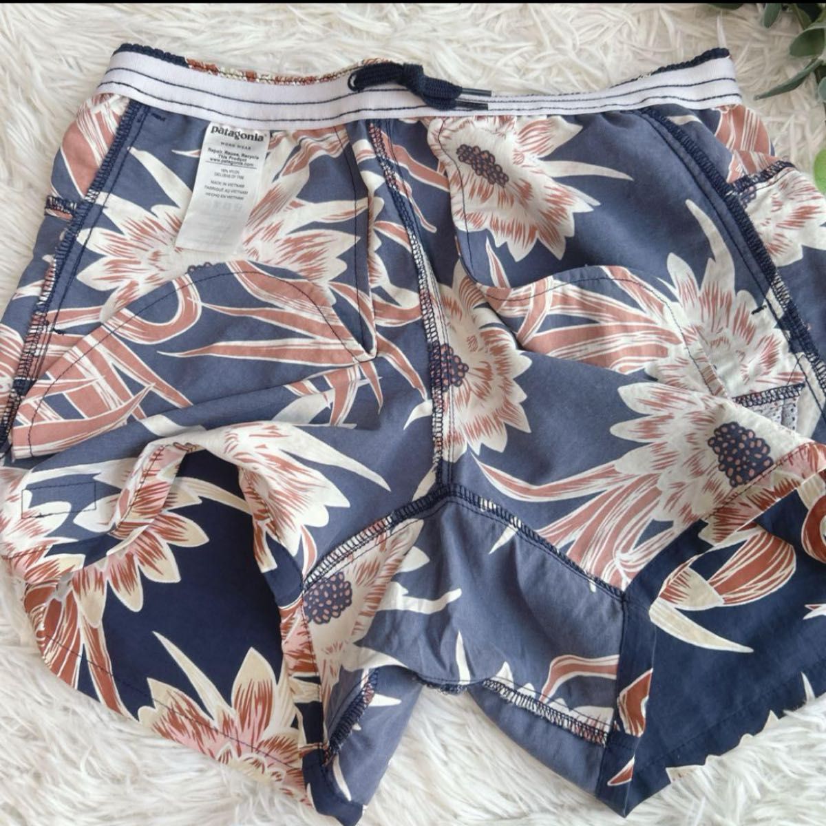 Patagonia バギーズショーツ ショートパンツ ボタニカル柄 S ブルー 美品 パタゴニア バギーズショーツ ナイロン ショートパンツ
