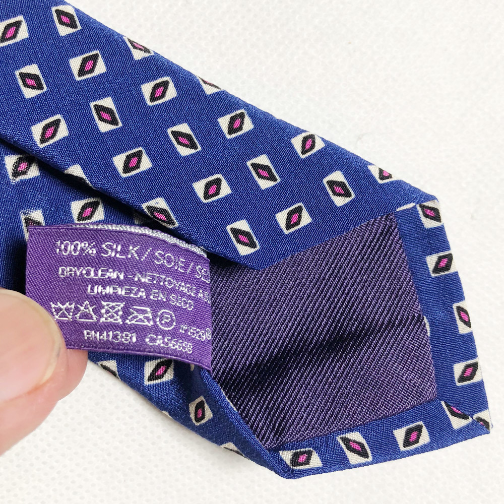 Ralph Lauren purple lable silk Thai necktie POLO RALPH LAUREN PURPLE LABEL MADE IN ITALY Italy made fine pattern pattern SILK BLUE rare 