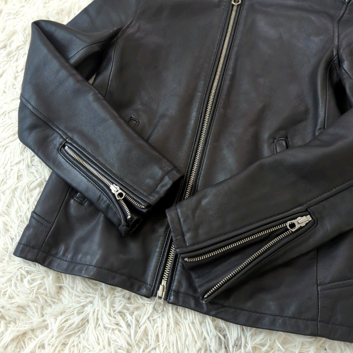 HARE ラムレザー シングルライダース 黒 L HARE ハレ ライダースジャケット シングル ラムレザー ブラック
