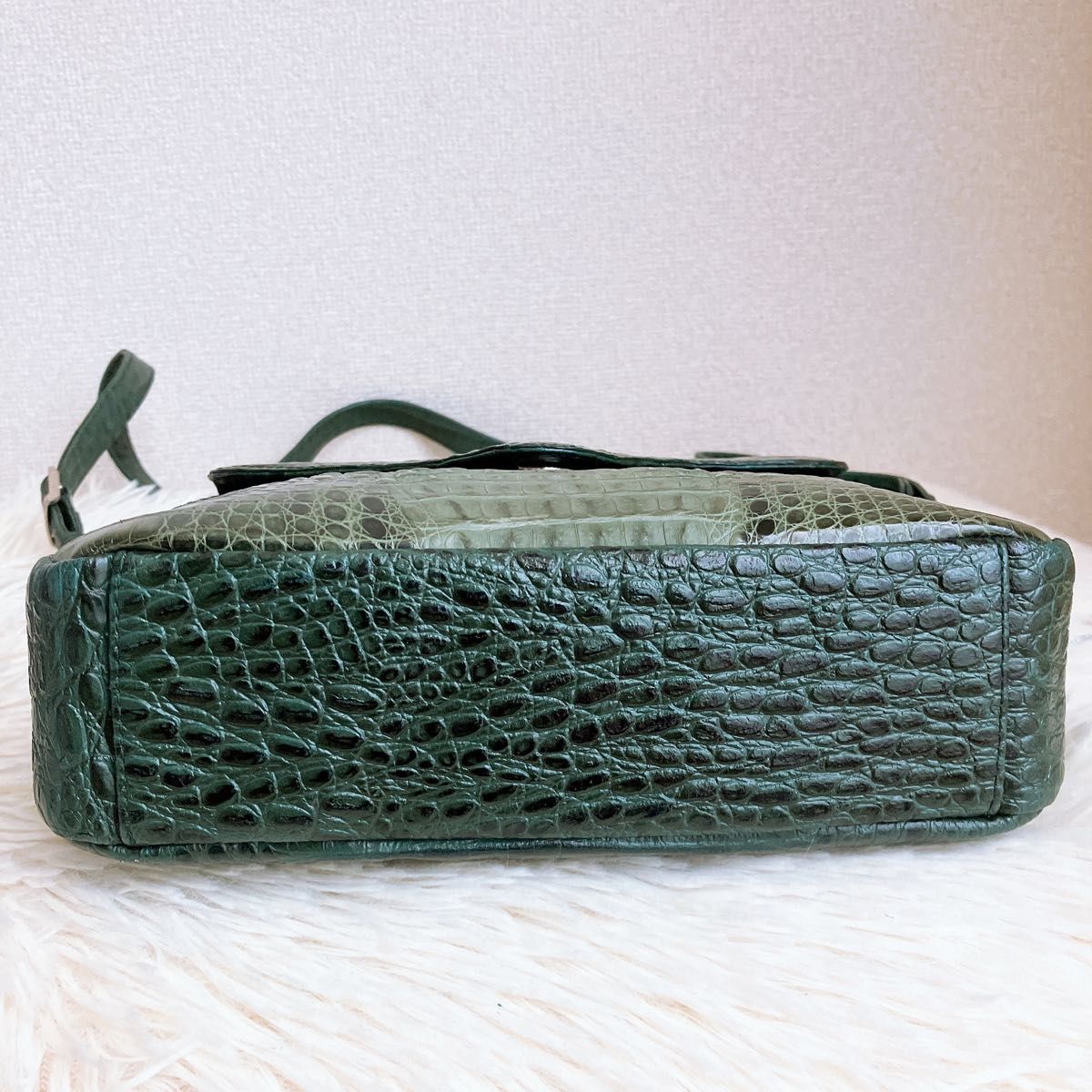 クロコ カイマン アリゲーター ハンドバッグ ワンショルダー エキゾチック CAIMAN カイマン クロコダイルレザー×牛革型押し ショルダー