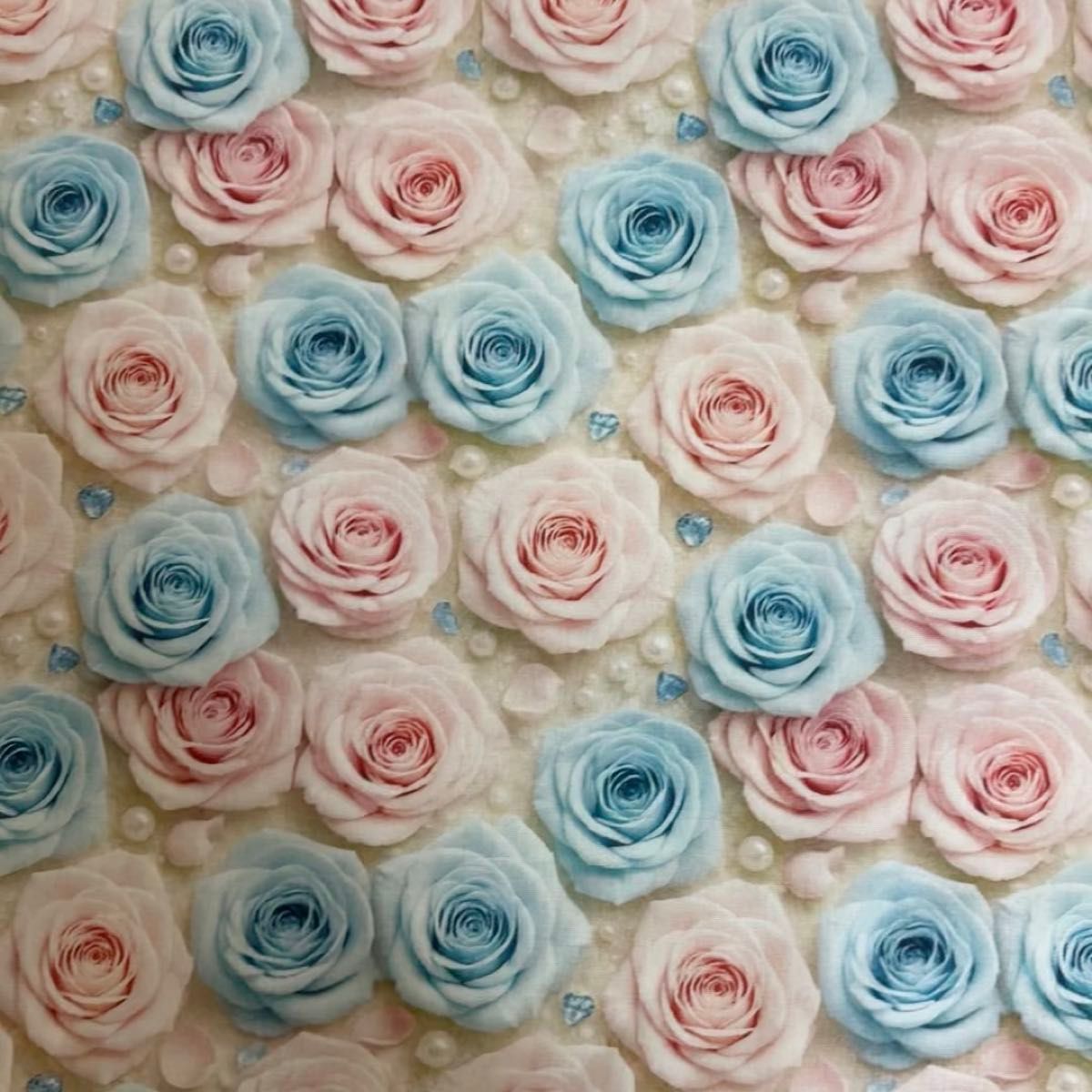 長さ100cm*110cm(幅)夏新柄 綺麗 可愛い水色ピンク薔薇花柄100%コットンプリント生地シーチングハギレ生地