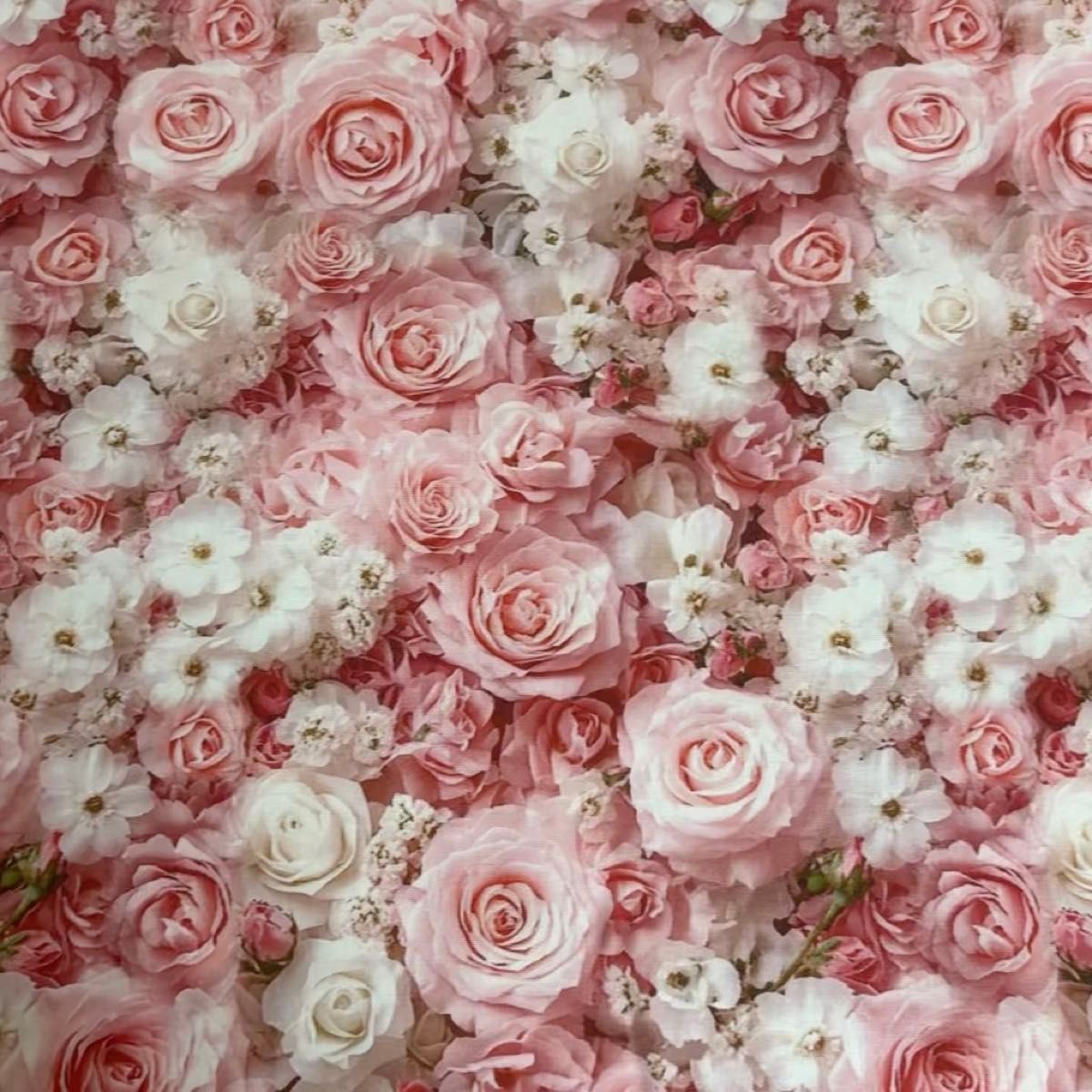 長さ100cm*110cm(幅)新柄 立体感薄ピンク白薔薇コットン生地プリント生地ハンドメイド用 シーチングハギレ生地