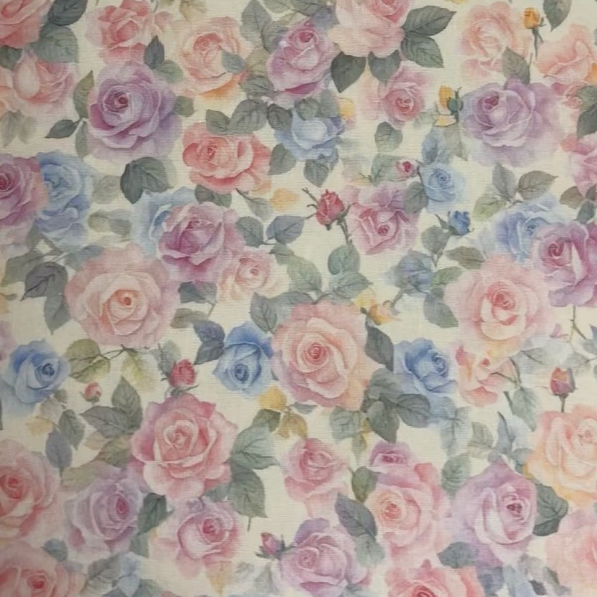 長さ100cm*110cm(幅) 水彩風 カラフル薔薇花柄コットン生地プリント生地ハンドメイド用 シーチングハギレ生地