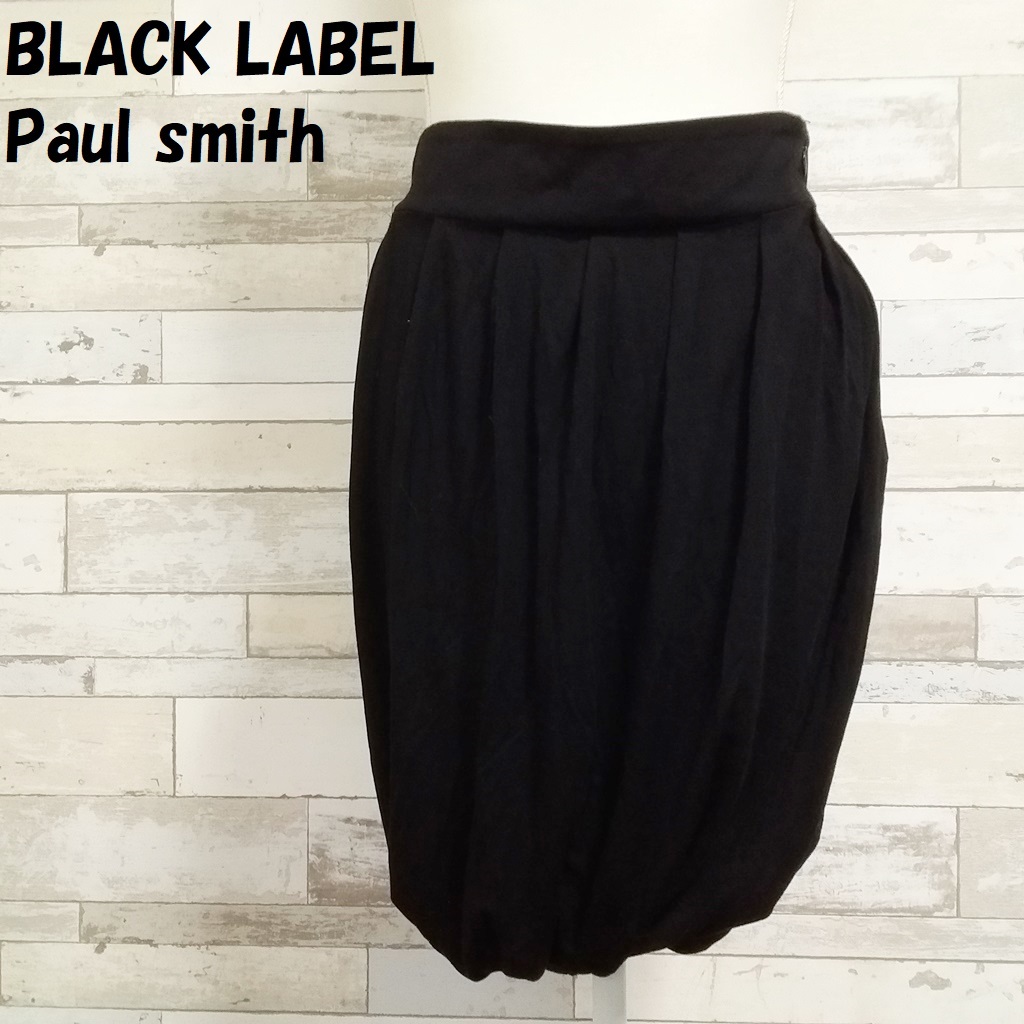 【人気】Paul Smith BLACK LABEL/ポールスミス ブラックレーベル ひざ丈 バルーンスカート ブラック サイズM/8028_画像1