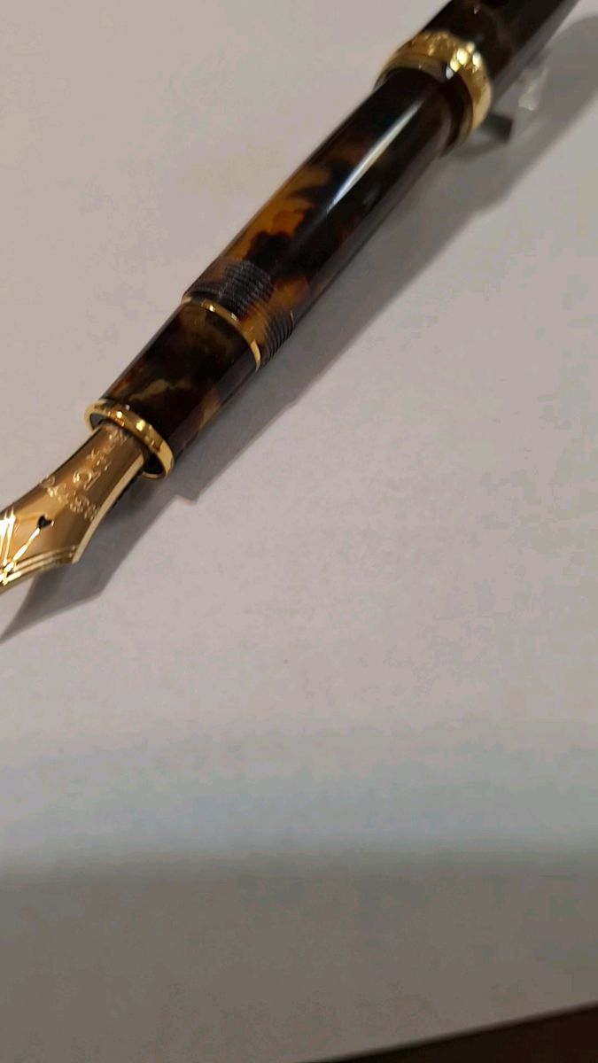 新品未使用 セルロイド ベッコウ 細字 万年筆