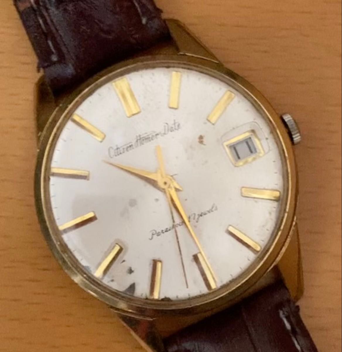 シチズンCITIZEN ホーマーデイト17石 homer date手巻き国産ビンテージ稼動品 1960年代 金メッキ 機械式腕時計