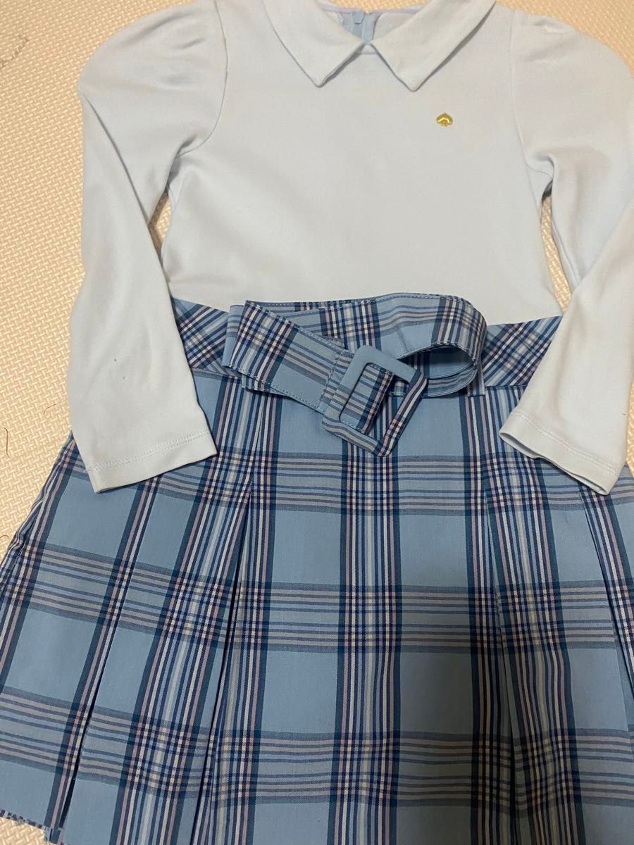 【美品 Kate spade 】ケイトスペード 110 チェックワンピ&セーター ケイトスペードニューヨークキッズ ギンガムチェック ワンピース