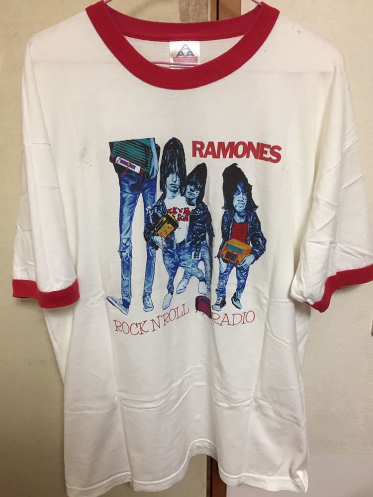 激レア 珍品 ヴィンテージ Vintage RAMONES ラモーンズ リンガーTシャツ XL ROCK N'ROLL RADIO