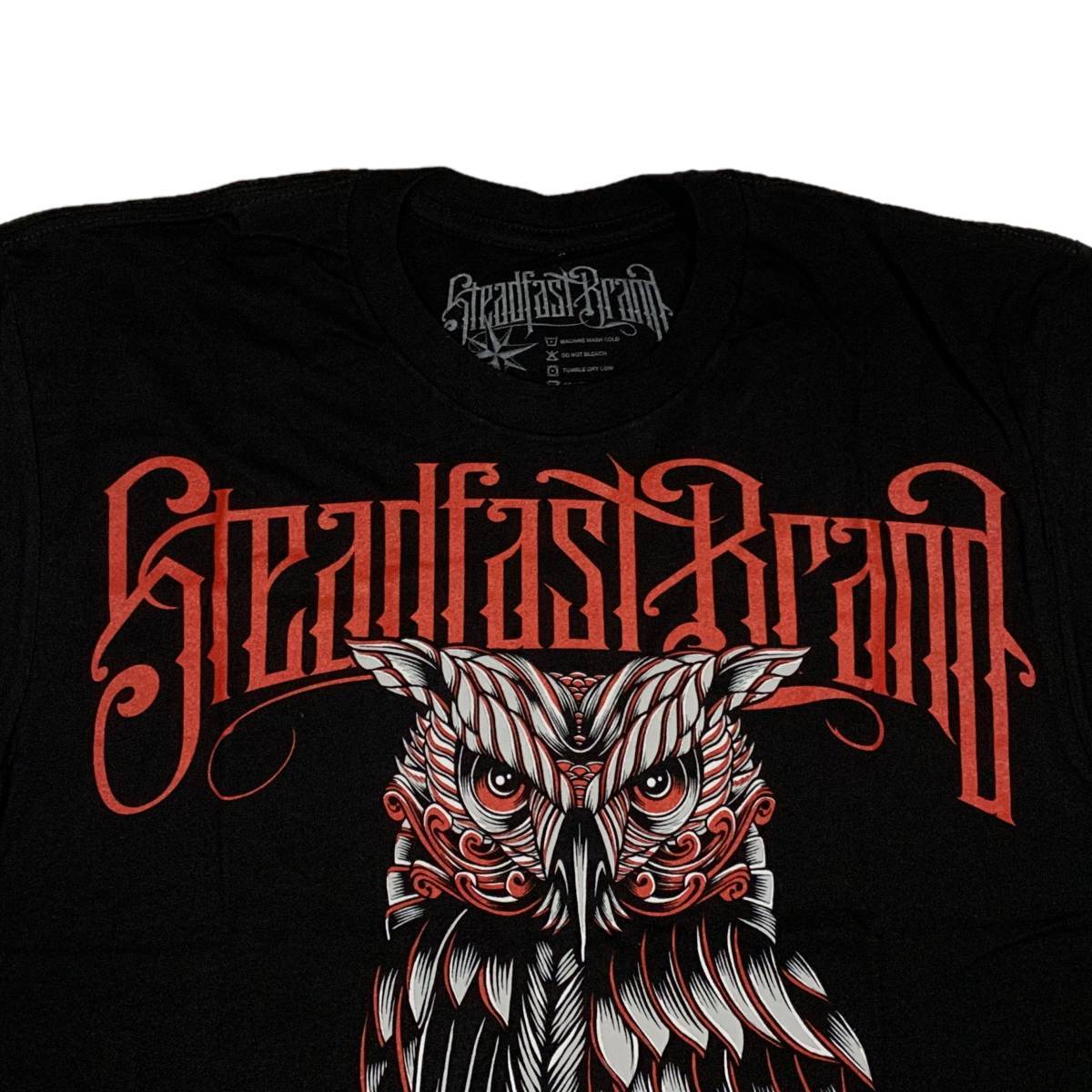 Steadfast brand ステッドファストブランド Perched Owl tattooデザインプリント Tシャツ （ブラック） (M) [並行輸入品]_画像3