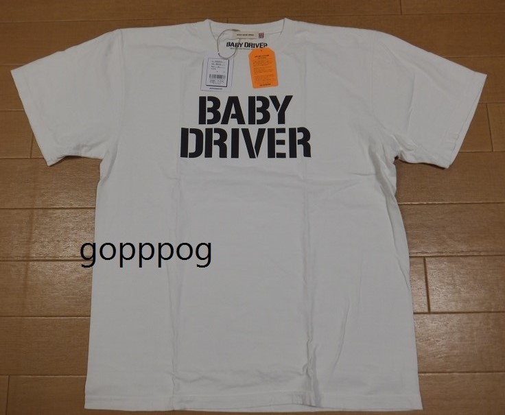 映画 BABY DRIVER ロゴ Tシャツ 稀少XLサイズ 正規品 新品タグ付き 白/ホワイト ベイビードライバー ビックサイズ BABYDRIVER 送料無料