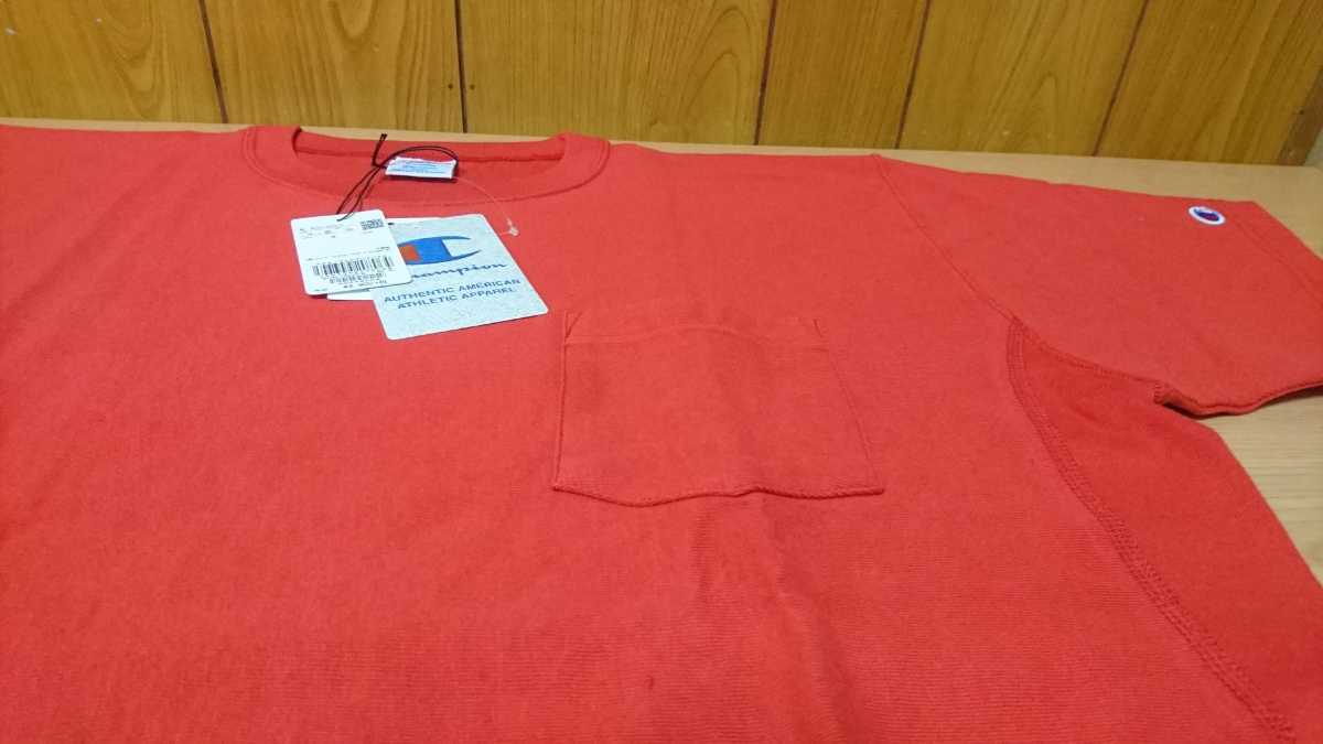 Champion リバースウィーブ Tシャツ ビッグシルエット タグ付き 新品 未使用 半袖 シャツ チャンピオン 厚手 ポケT ロゴ M 赤 大きい 