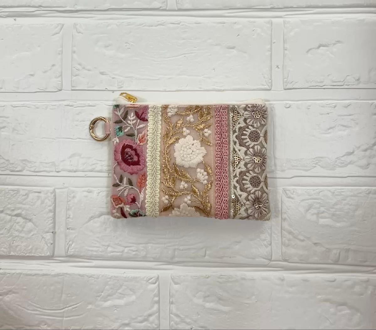 new ④ インド刺繍リボン ミニポーチ コインポーチ 小物入れ 小銭入れ ハンドメイド 大人可愛い