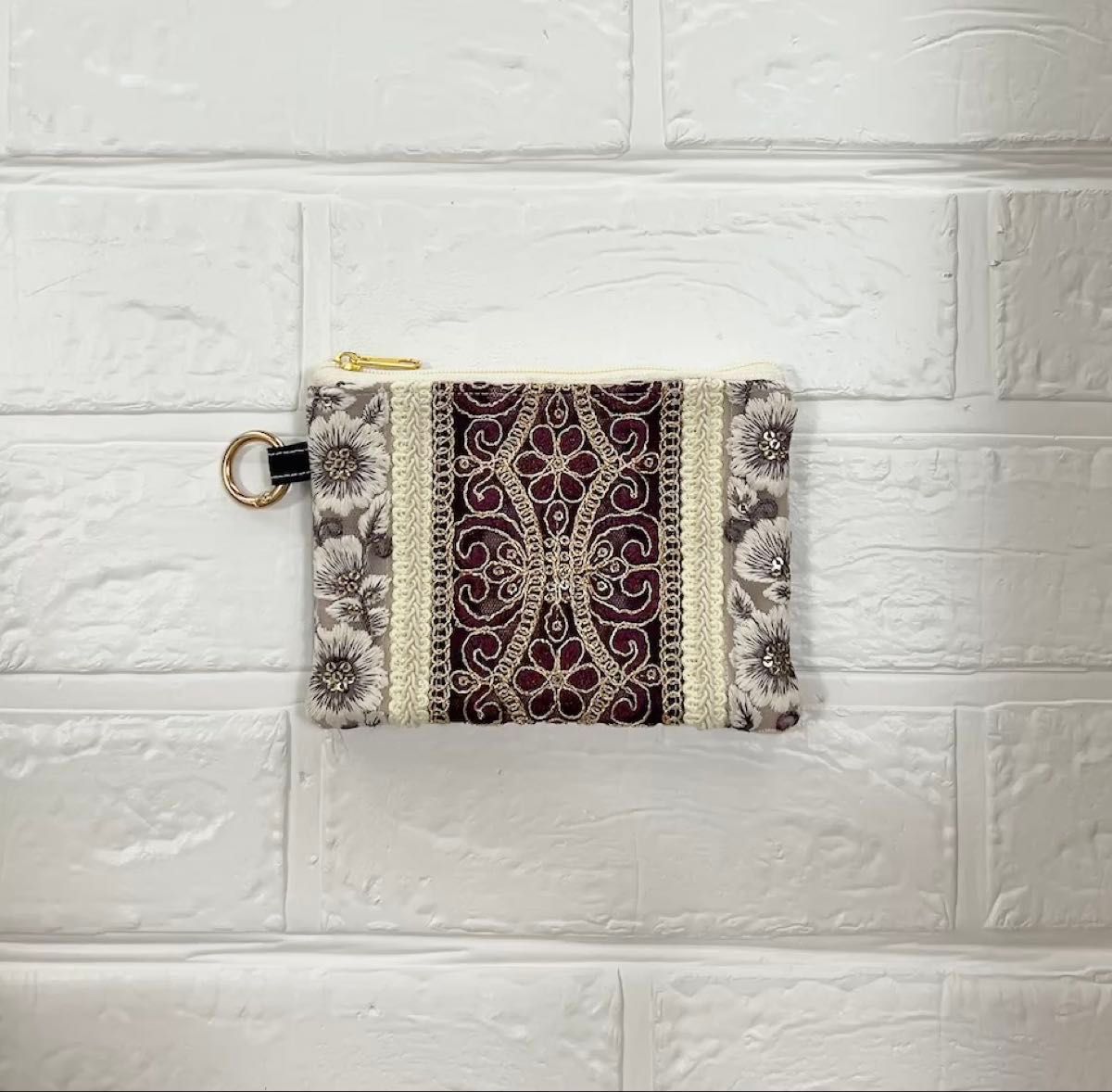 new ⑥ インド刺繍リボン ミニポーチ コインポーチ 小物入れ 小銭入れ ハンドメイド 大人可愛い