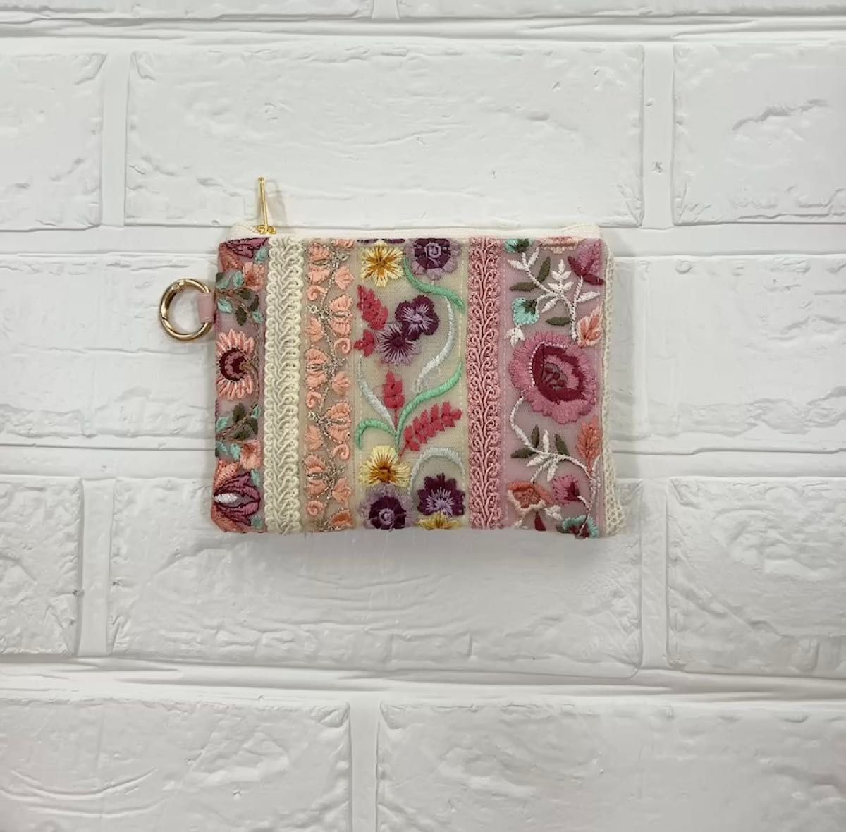 new ⑤ インド刺繍リボン ミニポーチ コインポーチ 小物入れ 小銭入れ ハンドメイド 大人可愛い