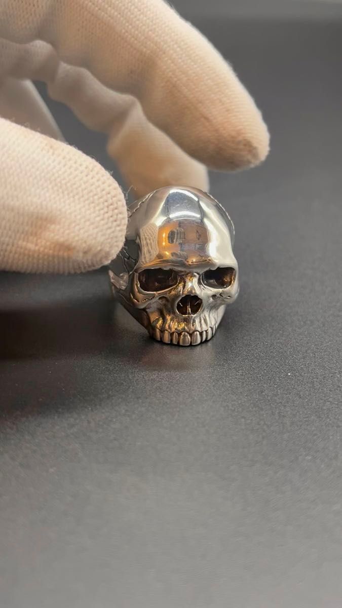 リアル造形 シルバー925 スカル リング 24号 シルバー アクセサリー 指輪 スターリングシルバー ドクロ 髑髏 925 刻印