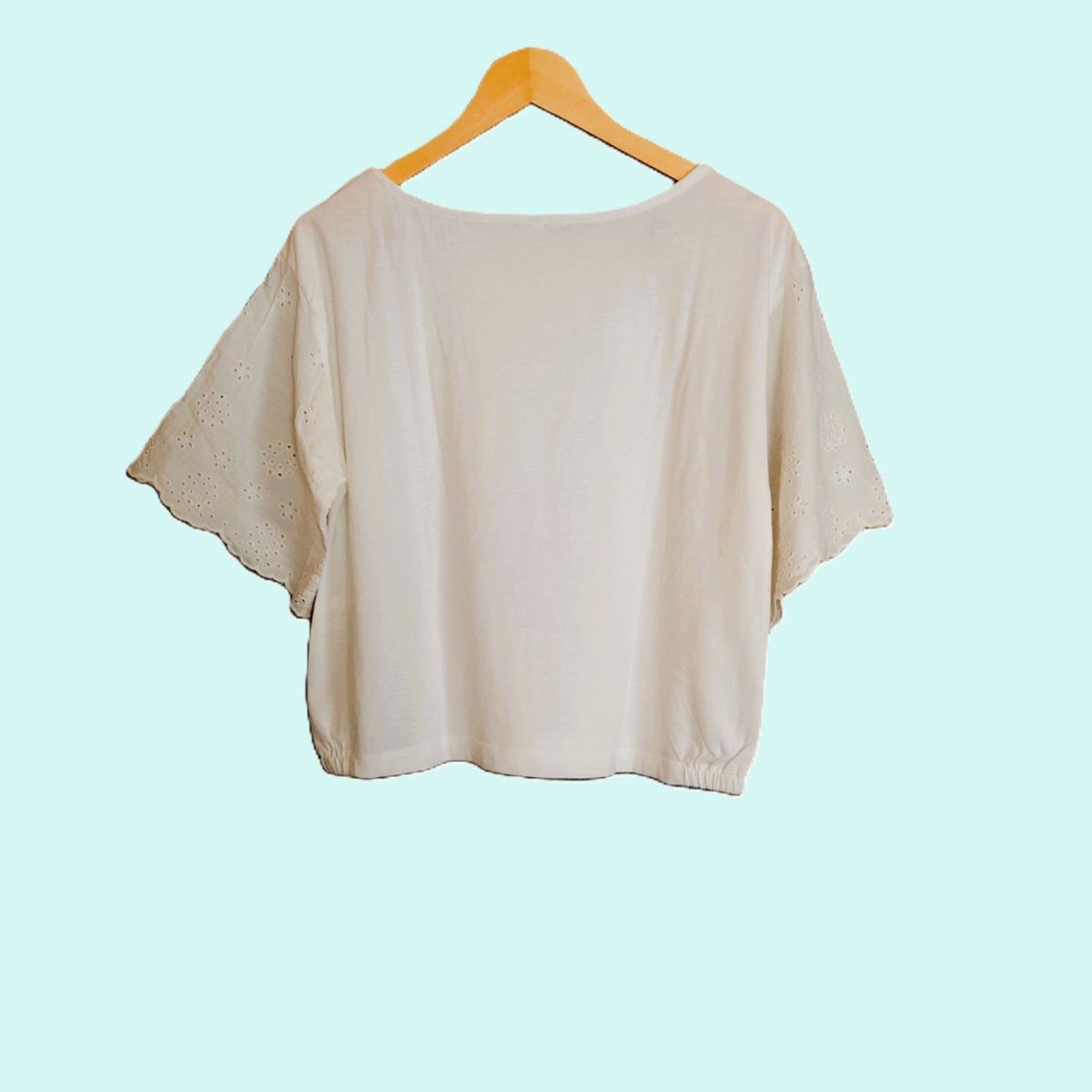 FRAME ★ レーススリーブ Tシャツ レーススリーブ トップス カットソー Tシャツ オフホワイト L