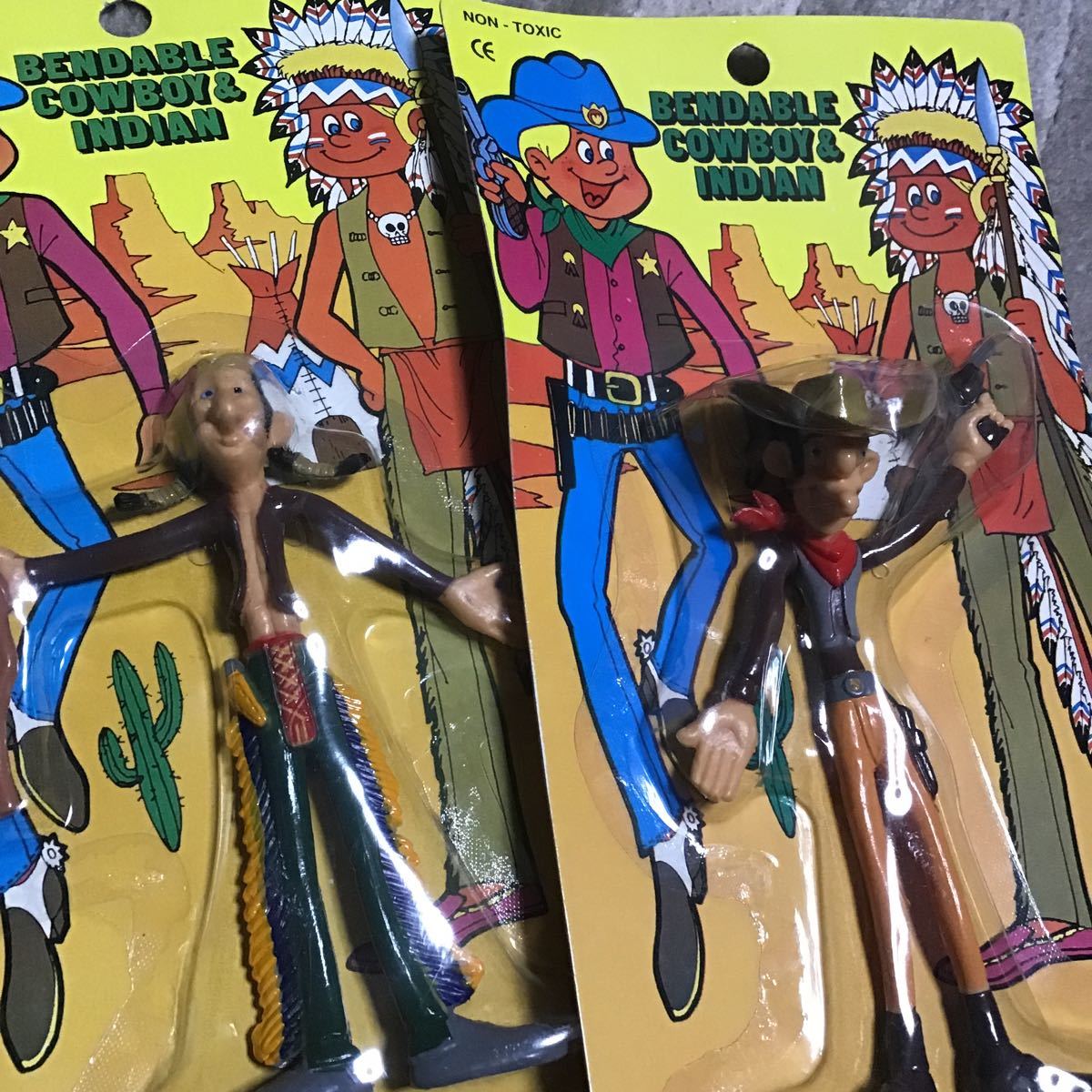 Bendable cowboy&indian ベンダブル カーボーイ インディアン 可動 人形 ゴム人形 針金人形 フィギュア 新品 レア アンティーク figure_画像3