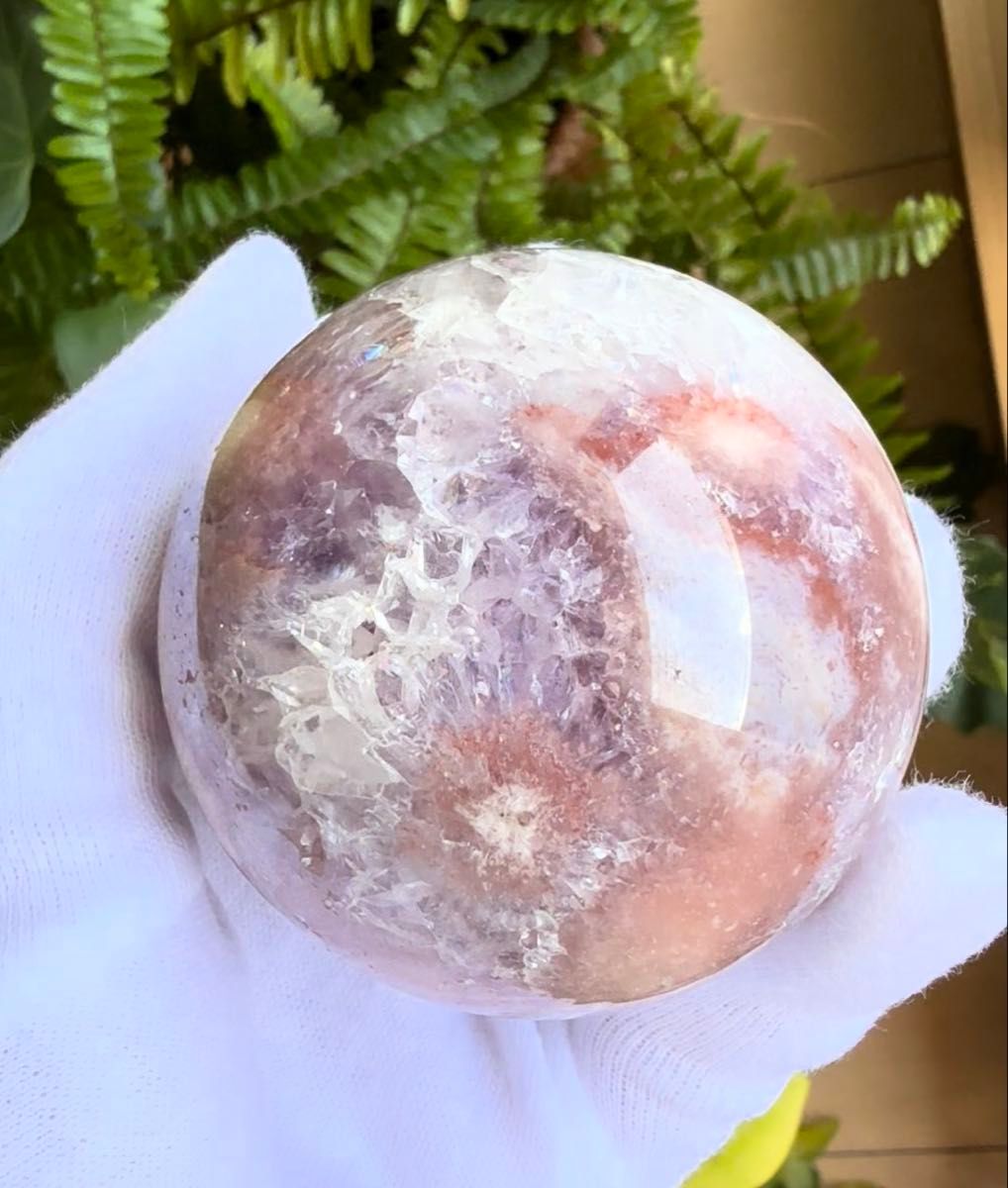 ピンクアメジストフラワーアゲート ピンクパープル スフィア 6cm ブラジル産