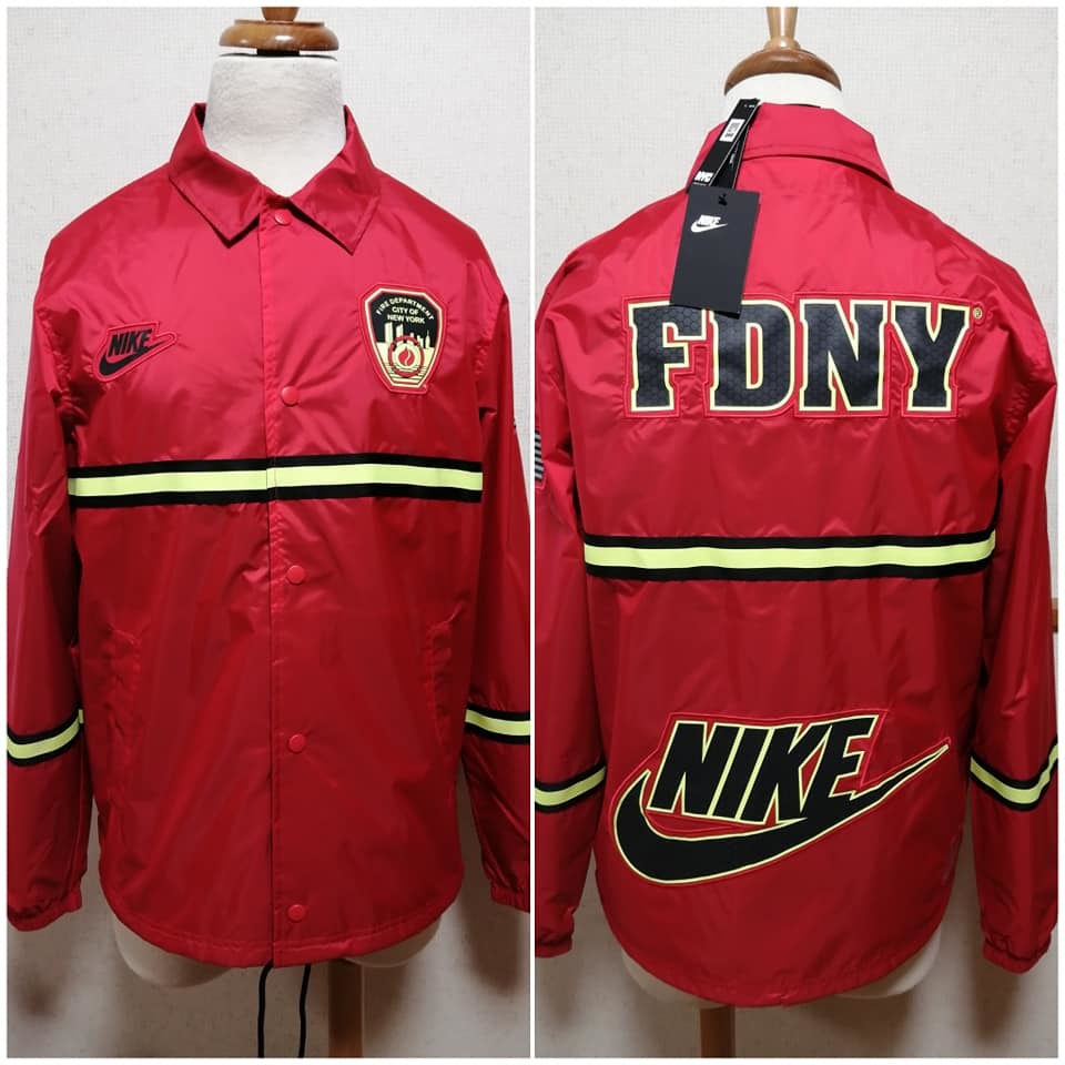 【値下げ】ナイキ NIKE コーチジャケット FDNY ニューヨーク市消防局 赤 L 24200円→12100円