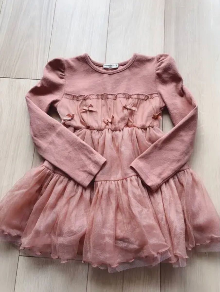ワンピース  チュールピンクドレス　100〜110cm