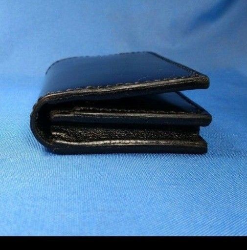 レザークラフト コードバン革 光沢艶黒色 大容量名刺カードケース★HG 在庫有り レザークラフト コードバン革 光沢艶黒色 大容量名刺カード