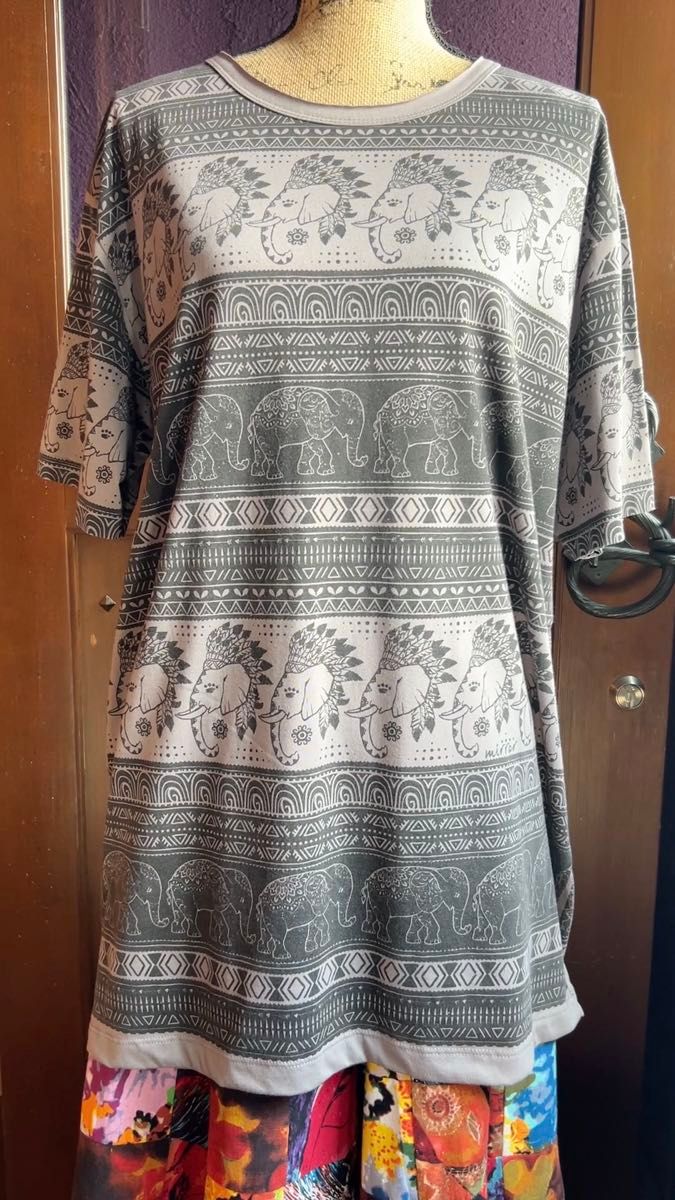 オーバーサイズ【タイ買付】MIRROR ビッグT Tシャツ エスニック アジアン エスニックファッション エスニックT ゾウさん