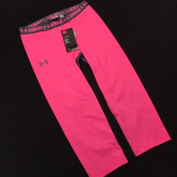  Under Armor UNDER ARMOUR UA heat gear Capri fitido spats pants tights new goods girls for children pink ash YLG size 