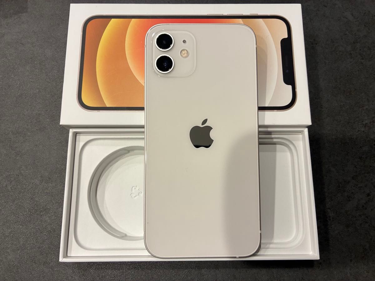 iPhone 12 mini 128GB ホワイト 本体箱付 iFace付き iPhone12本体128GB美品白色iFaceスマホカバー付きバッテリー80
