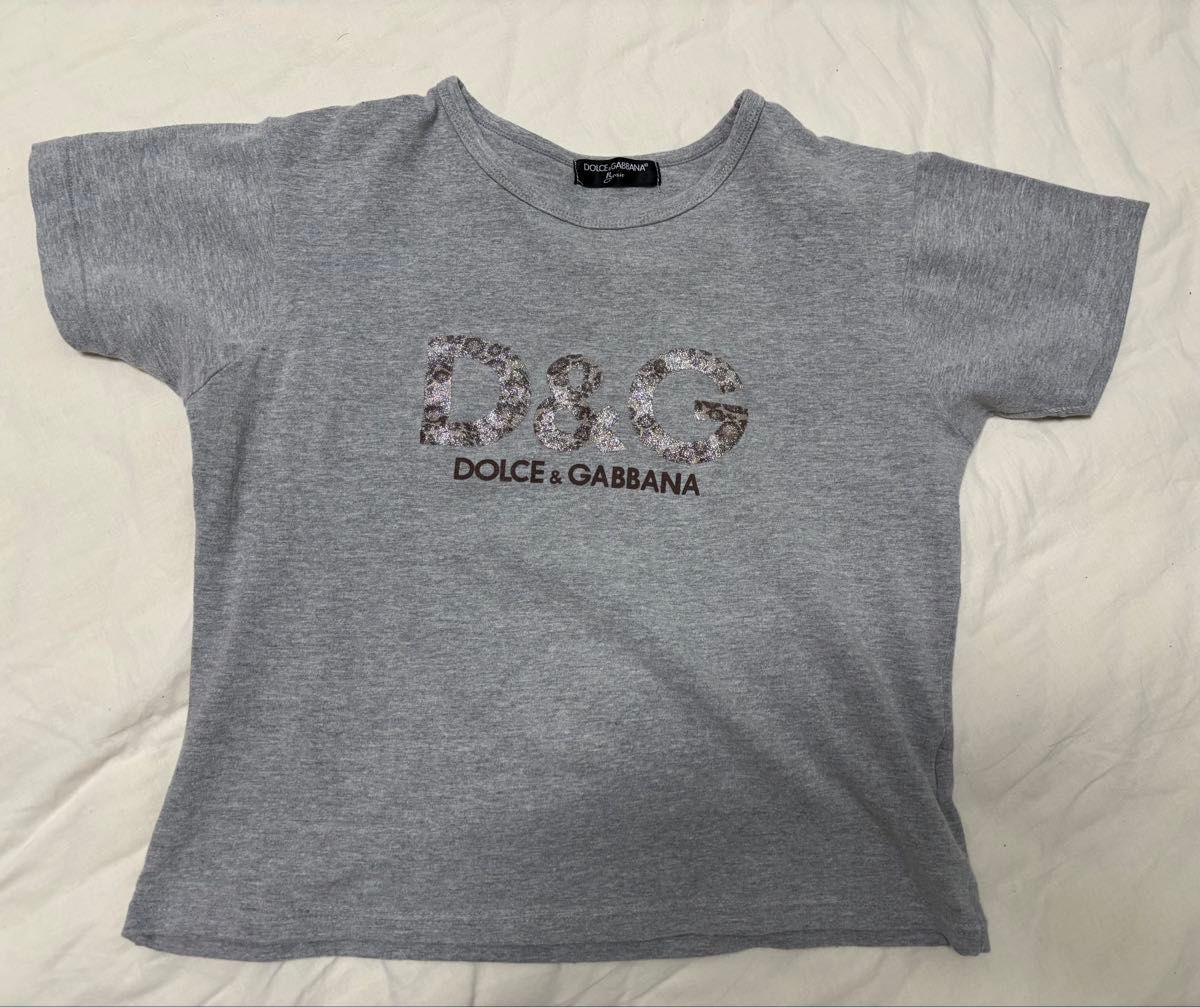 気品【Dolce & Gabbana】アニマルプリント コットンTシャツ DOLCE&GABBANA アニマルプリント柄Tシャツ グレー レディース