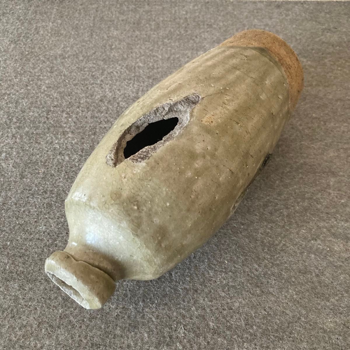 美濃 古陶 骨董 古美術 瓶 蓋付 灰釉 古窯 埋蔵文化財 発掘 出土 陶器 古陶 瓶 骨董 古美術 美濃 蓋付 灰釉 古窯 埋蔵文化財 発掘 出土