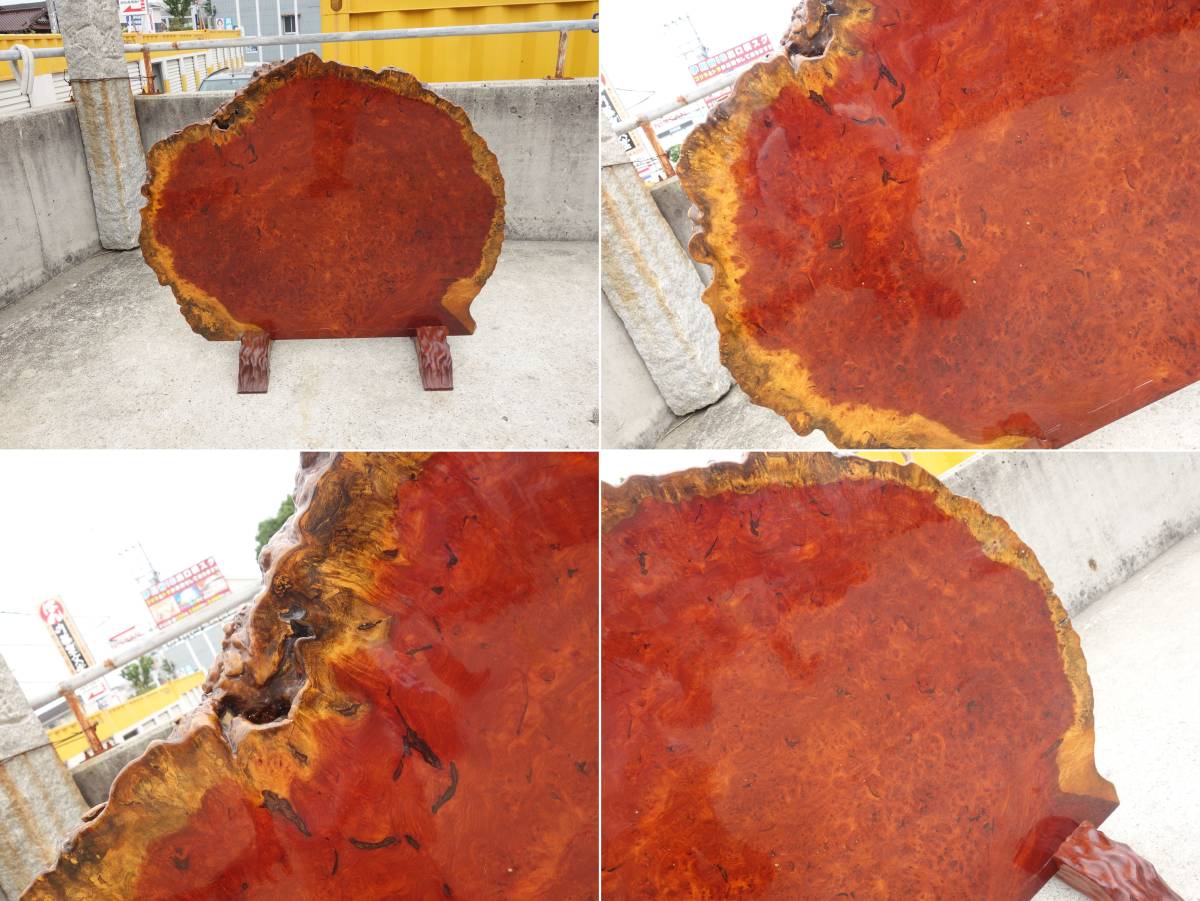 【中古】D▼本花梨 葡萄杢 泡杢 玉杢目 玉杢 衝立 幅1100×奥行45~400×高さ900~975 (22409)_画像7