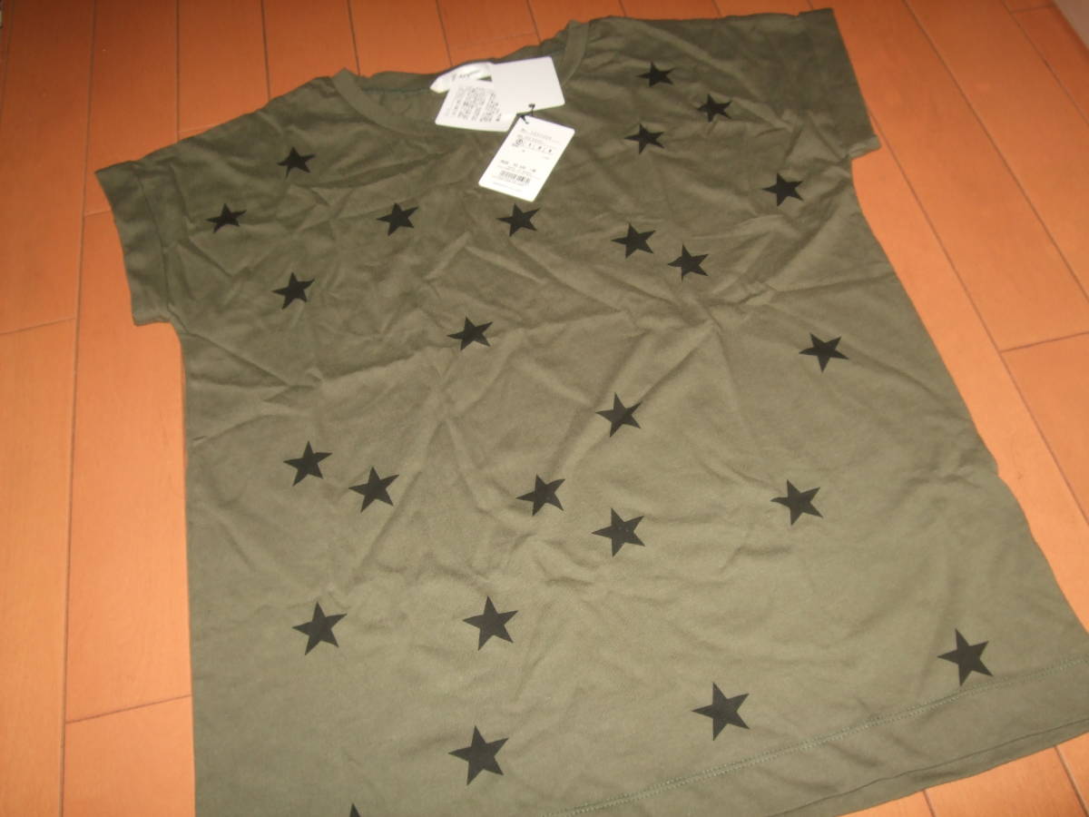 新品タグ即決☆dignite collierお星様プリントTシャツ☆カーキFREE_画像1