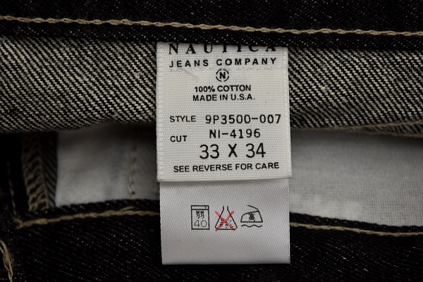 K-1431★新品★NAUTICA JEANS COMPANY ノーティカ★正規品 貴重な90’年代 アメリカ USA製 ブラックデニム イージーフィットジーンズ W33_画像7