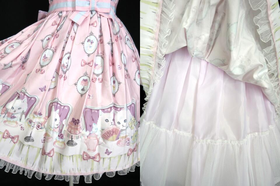 Angelic Pretty 猫のお茶会ジャンパースカート Set (JSK＋カチューシャ 