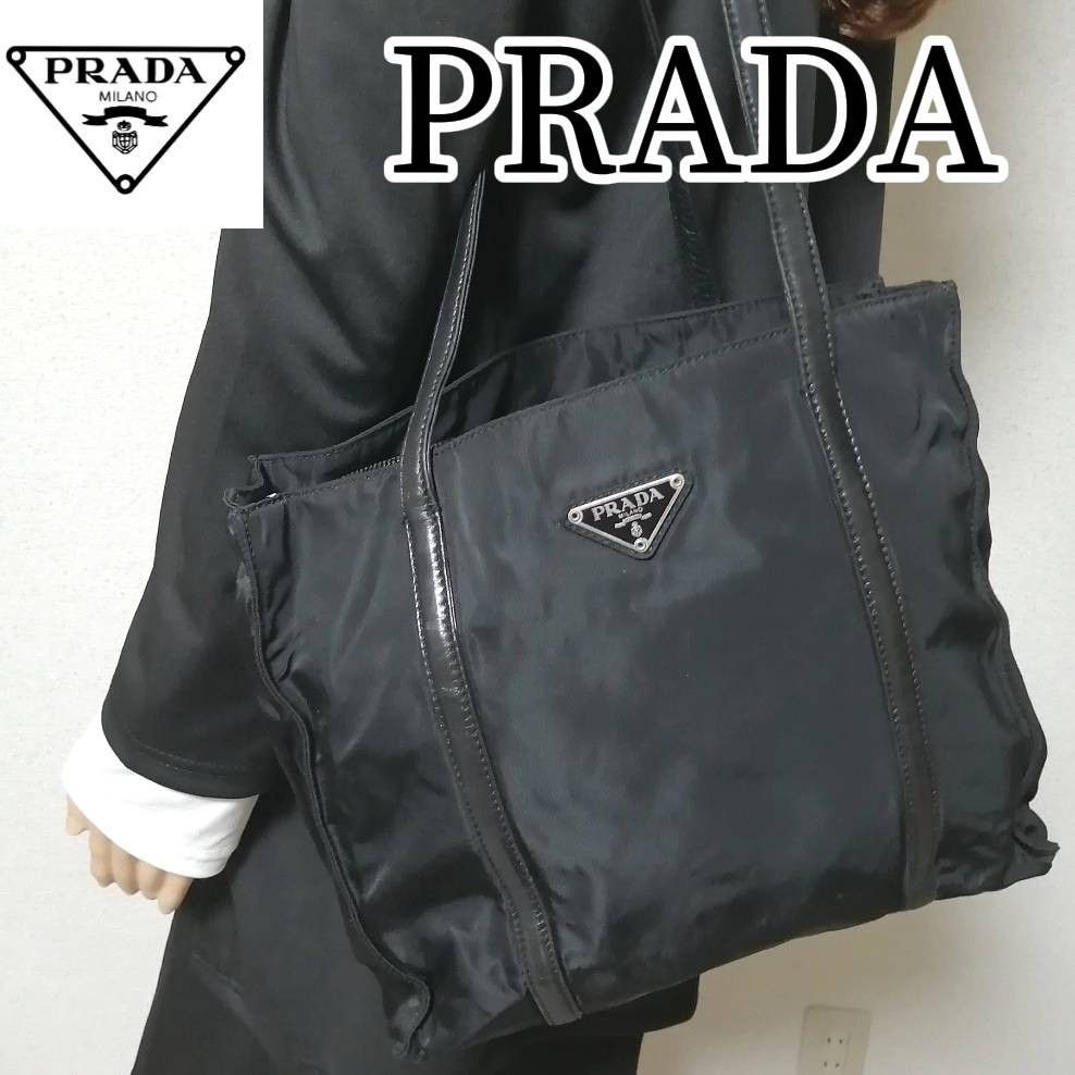 【美品】 PRADA ハンドバッグ トートバッグ ナイロン ブラック 白タグ 新出品3日間限定SALE【美品】PRADA プラダ ナイロン トート