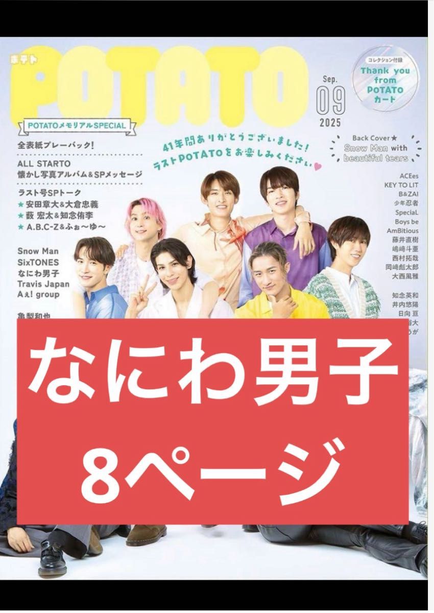 1枚9円 切り抜き POTATO なにわ男子 POTATO 9月号 切り抜き|Yahoo!フリマ(旧PayPayフリマ)