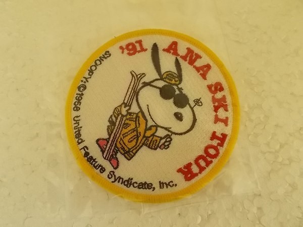 90s スヌーピー ANA スキー ツアー ワッペン/パッチ 刺繍 ウッドストック サングラス キャラクター 昭和 レトロ 451_画像3