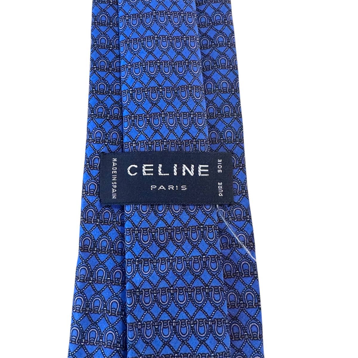 極美品✨CELINE セリーヌ ネクタイ 青 ネイビー ソリッド トリオンフ CELINE 【セリーヌ】ネクタイ/ブルー/総柄/|Yahoo!フリマ(旧