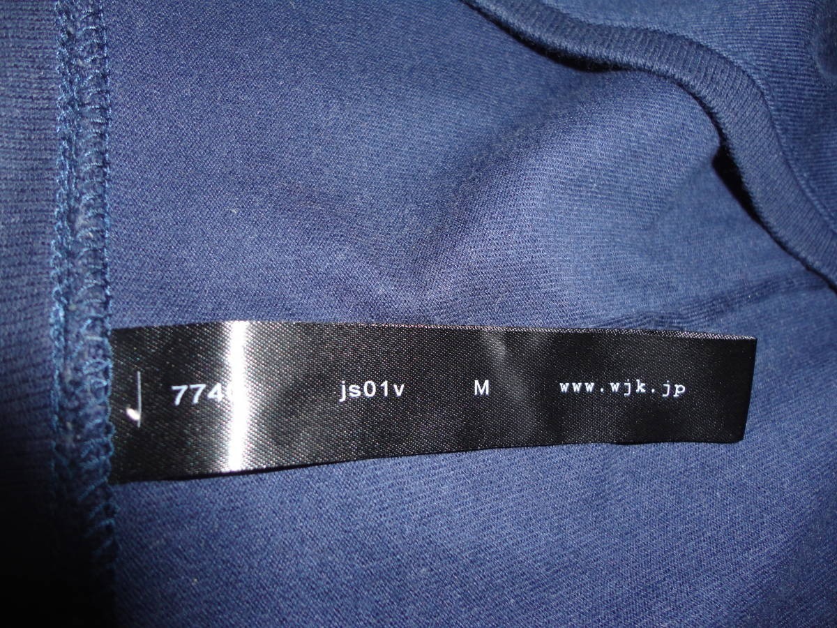 日本製 美シルエット 美品◆ＷＪＫ Vネック長袖Ｔシャツ 紺M◆ＡＫＭカットソー