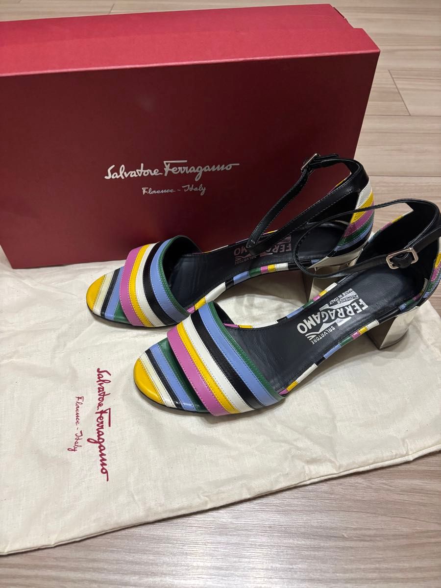 ◆FERRAGAMO 24SS◆ レザー ストラップ サンダル ◆ Salvatore Ferragamo フェラガモ ストラップ サンダル 7 5 24