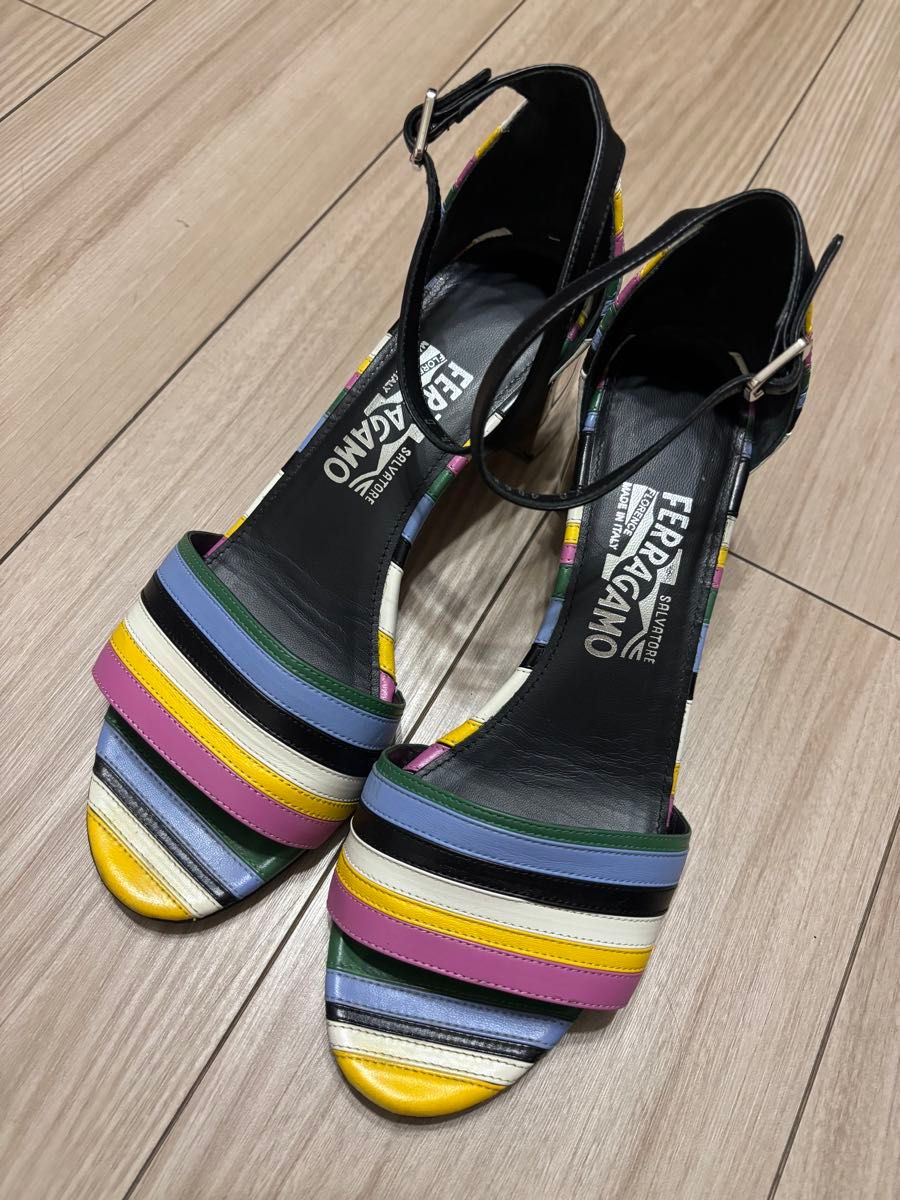 ◆FERRAGAMO 24SS◆ レザー ストラップ サンダル ◆ Salvatore Ferragamo フェラガモ ストラップ サンダル 7 5 24