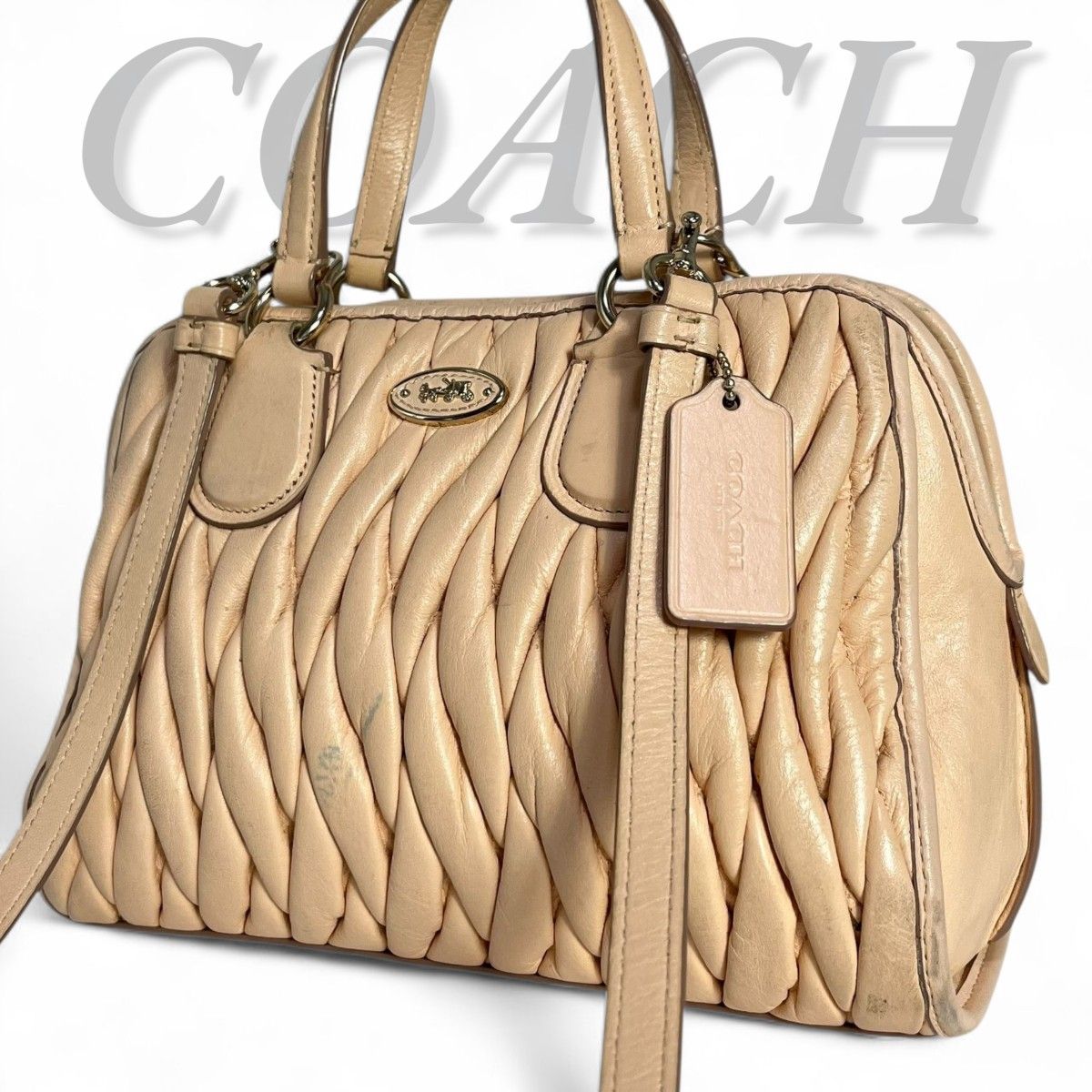 未使用✨Coach コーチ ショルダーバッグ 2way ベージュ ピンク 訳あり特価 COACH コーチ 2way ショルダーバッグ ハンドバッグ