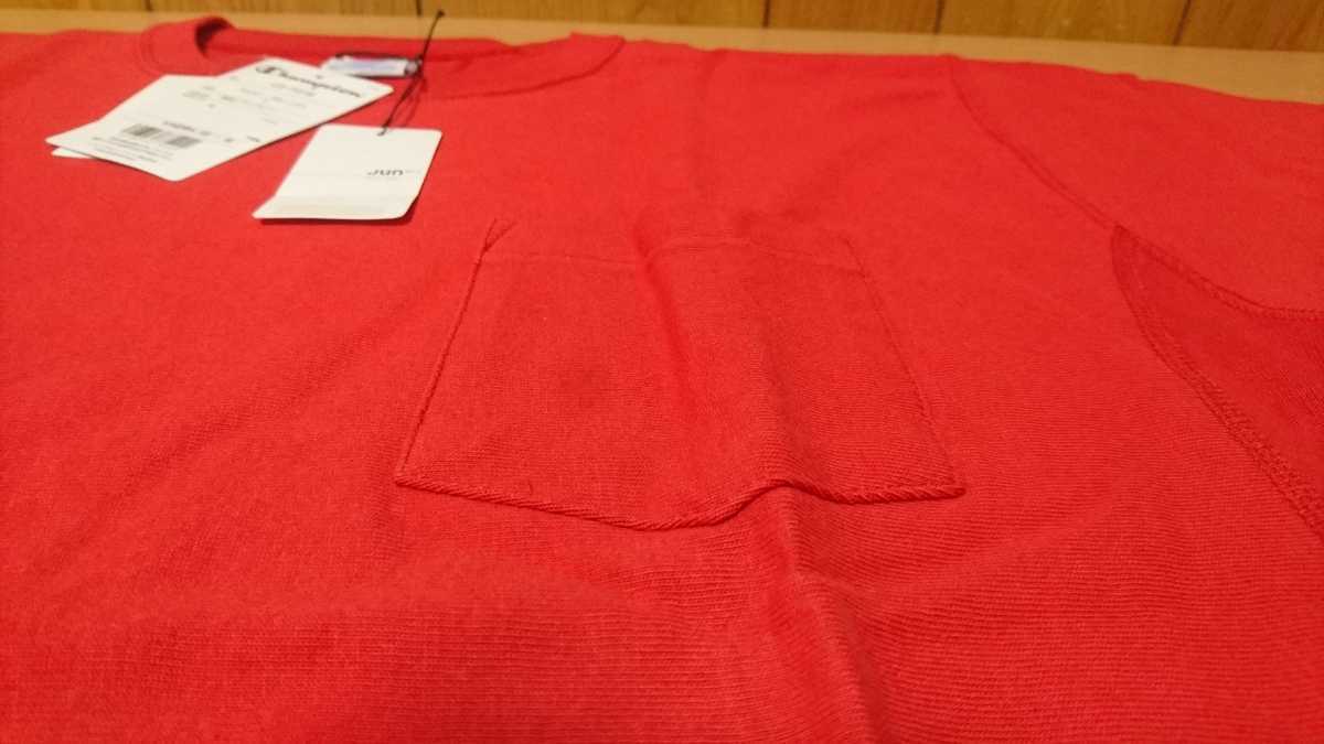 Champion リバースウィーブ Tシャツ ビッグシルエット タグ付き 新品 未使用 半袖 シャツ チャンピオン 厚手 二重 ポケT ロゴ L 赤 大きい 
