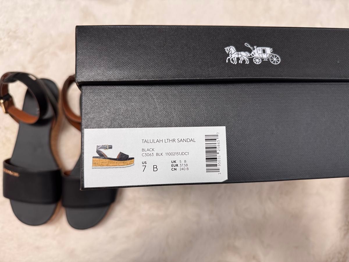 極美品 COACH ブラック ウェッジソールサンダル 24.5㎝ 箱付き COACH ウェッジサンダル ブラック 7B レディース 未使用|Yahoo