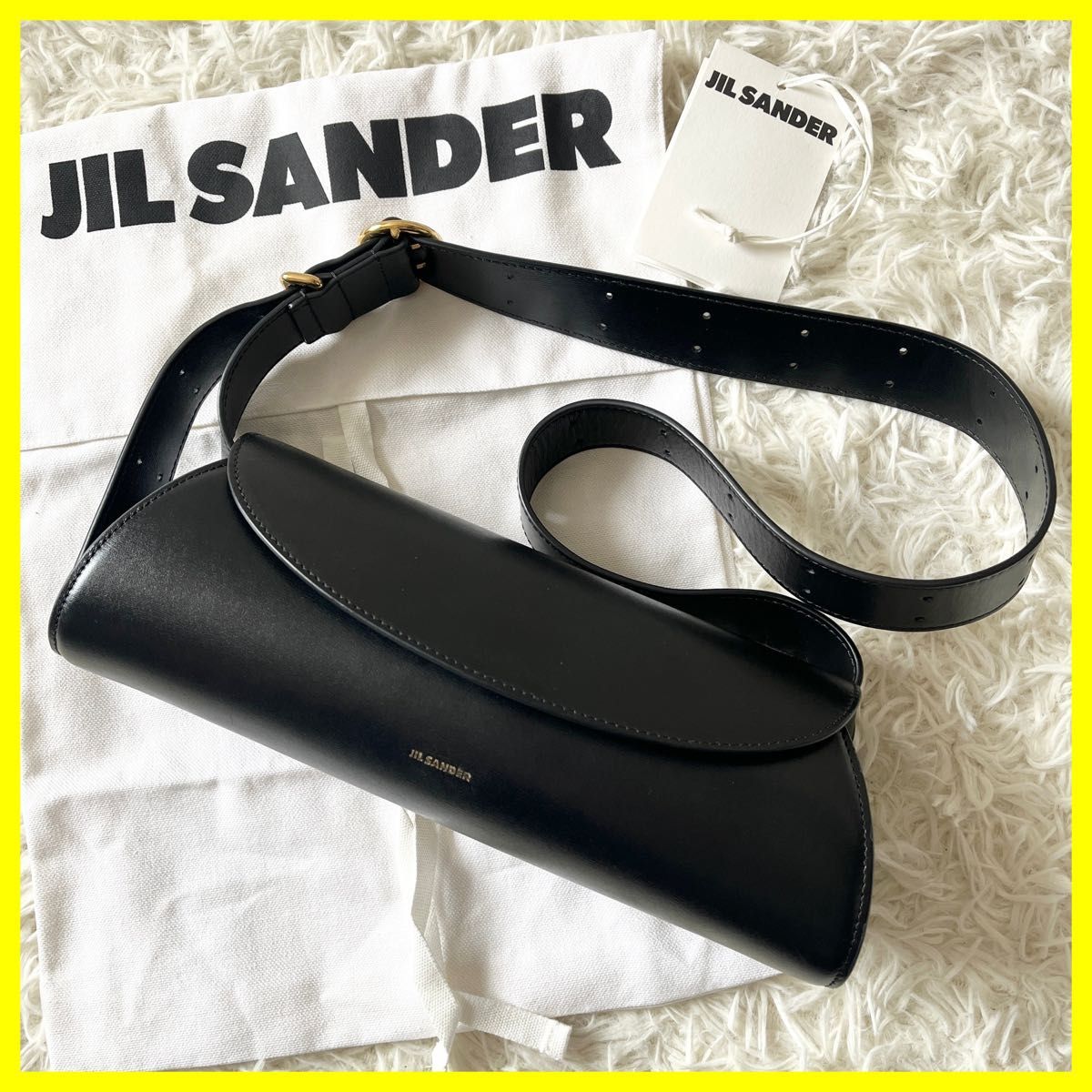 Jil Sander カンノーロバックル付きクロスボディバッグ ジルサンダー ショルダーバッグ カンノーロ スモール レザー 黒