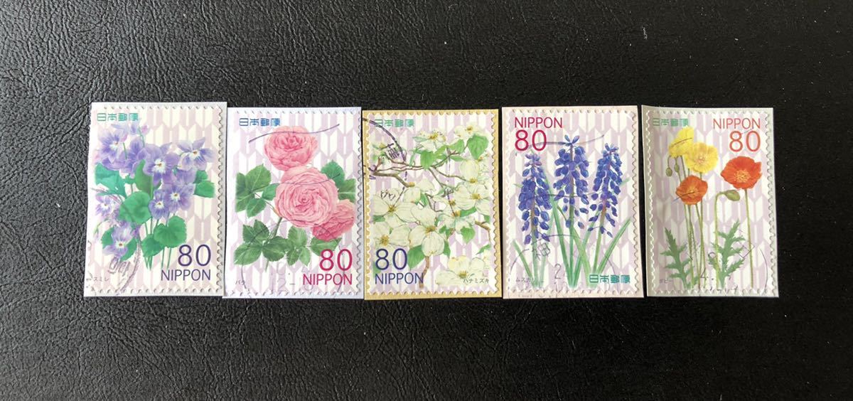 季節の花シリーズ 第2集5枚完 使用済み切手 紙付きの画像1