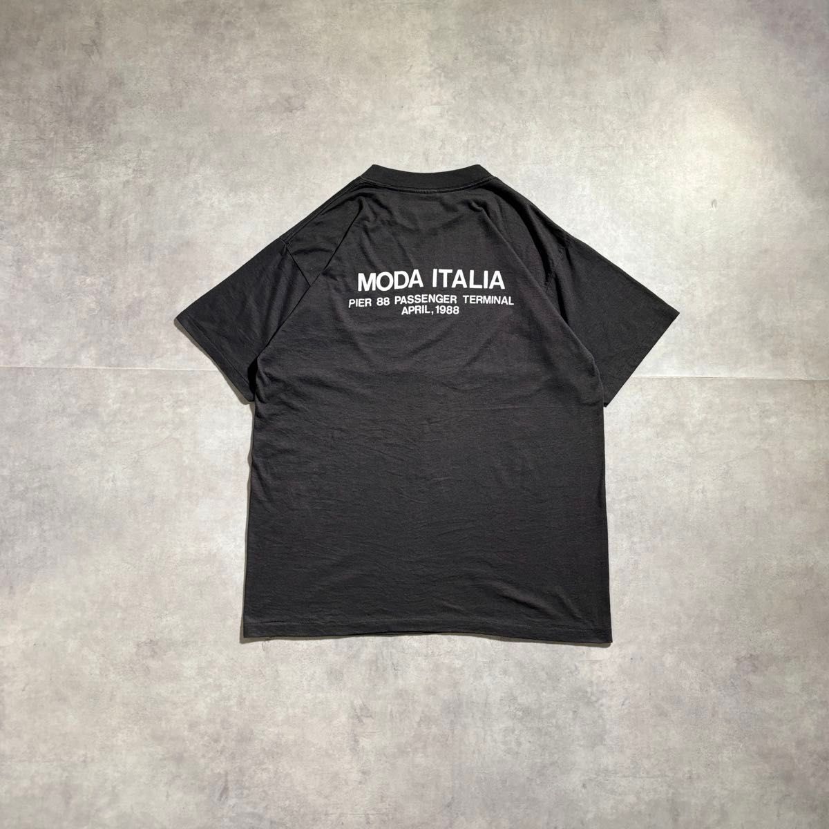 【入手困難】80-90s USA製 メッセージT 鬼フェード 両面プリント 褪色 古着 80s 文字 プリント Tシャツ ブラック フェード USA製 短丈
