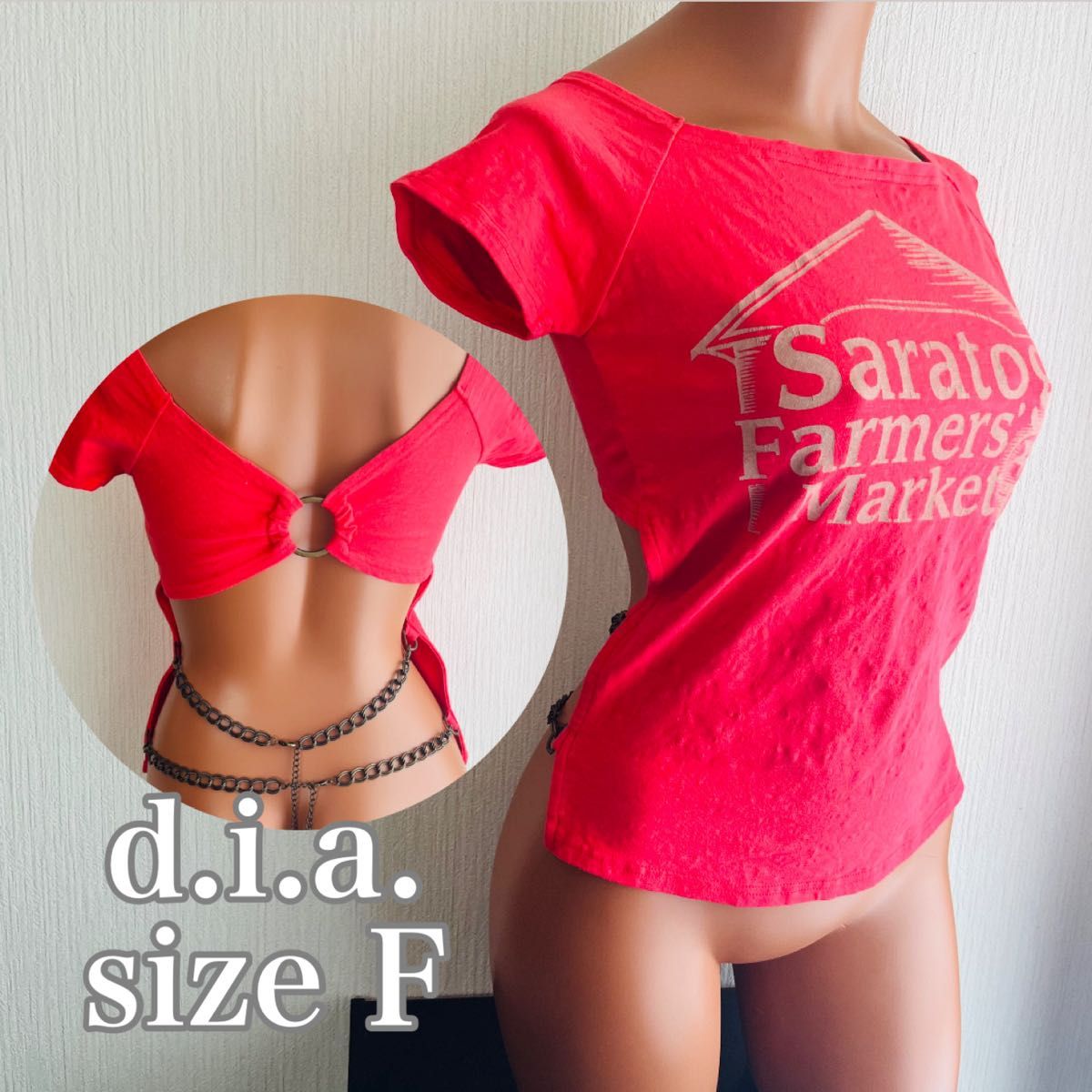 【正規品】【00s】 d.i.a. 背中がん開き夏カラー半袖Tシャツ y2k 正規品】【00s】d i a 背中がん開き夏カラー半袖Tシャツ y2k