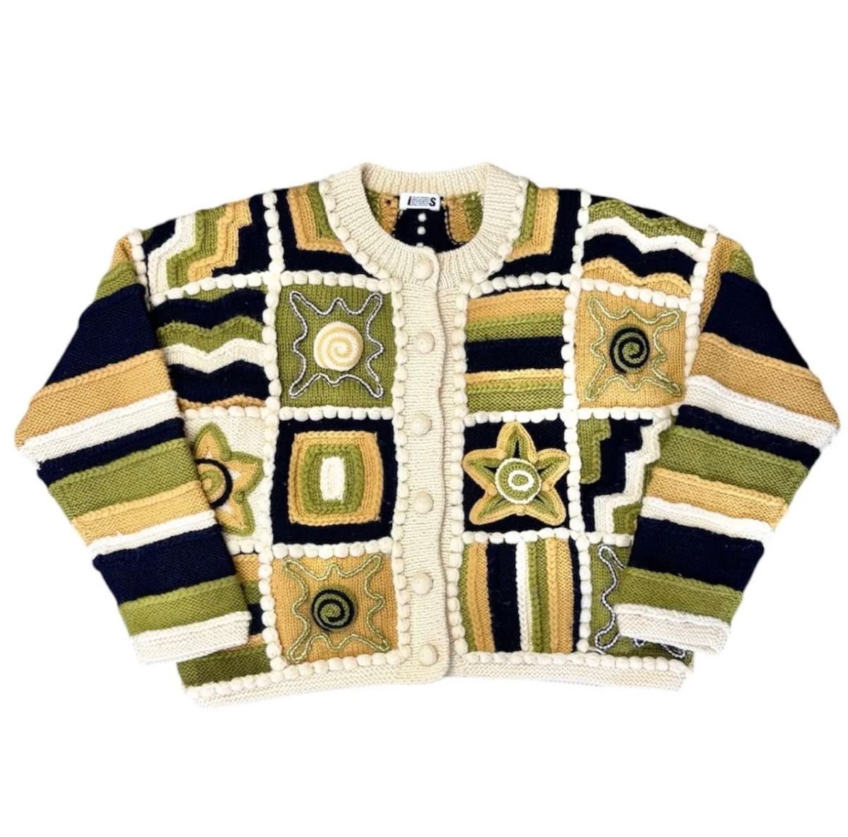90s ISSEY MIYAKE MEN 総柄 カーディガン 3D ニット M アイエス イッセイミヤケ I S ISSEYMIYAKE 90's 3D Knit